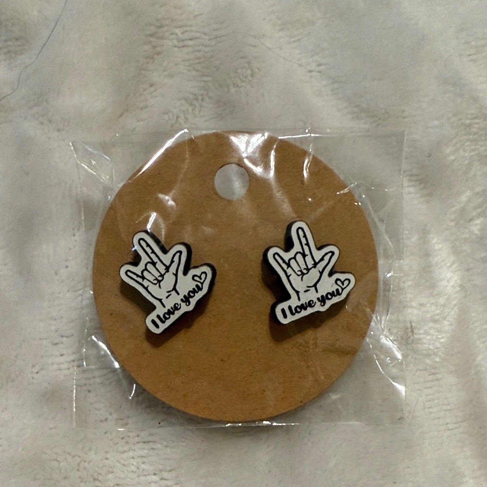 I Love You Hand Sign Earrings
